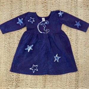 VNTG Batik Girls Dress Moon & Stars Long Sleeve Cotton Tie Dye Hand Made Size 4